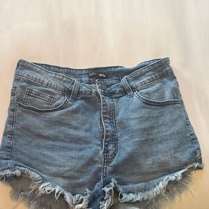 Fashion Nova Frayed Hem Blue Jean Shorts